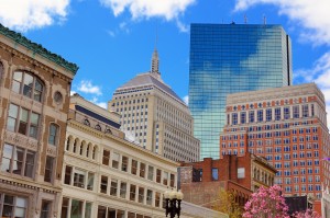 Cityscape in Back Bay Boston, Massachusetts, USA.